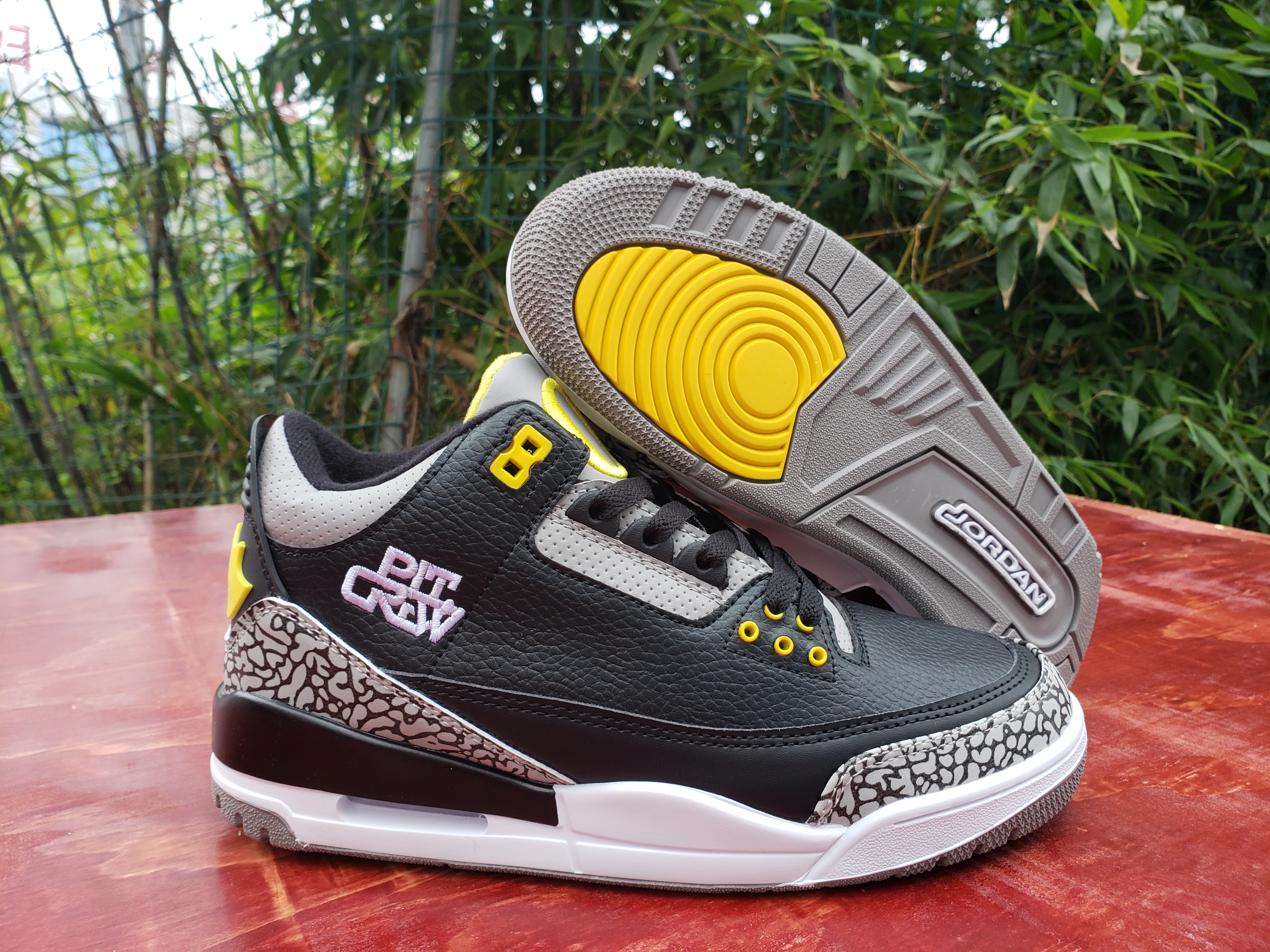 2020 Men Air Jordan 3 Black Grey Yellow Shoes